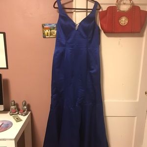 Royal blue mermaid cut bridesmaid dress.